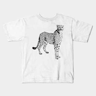 Cheetah Outline Drawing Kids T-Shirt